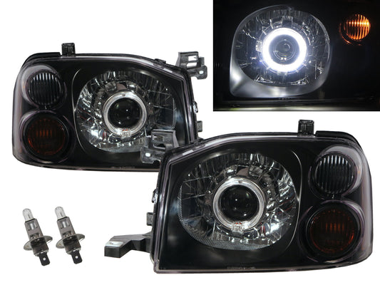 CrazyTheGod NAVARA D22 First generation 2001-2004 Pickup Truck/Ute/Bakkie 2D/4D Guide LED Angel-Eye Projector Headlight Headlamp Black for NISSAN RHD