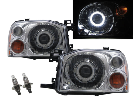 CrazyTheGod NAVARA D22 First generation 2001-2004 Pickup Truck/Ute/Bakkie 2D/4D Guide LED Angel-Eye Projector Headlight Headlamp Chrome for NISSAN LHD