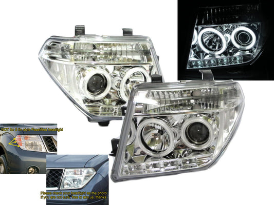 CrazyTheGod FRONTIRE NAVARA D40 Second generation 2005-2010 PRE-FACELIFT Truck 2D/4D CCFL Projector Headlight Headlamp Chrome V2 for NISSAN LHD