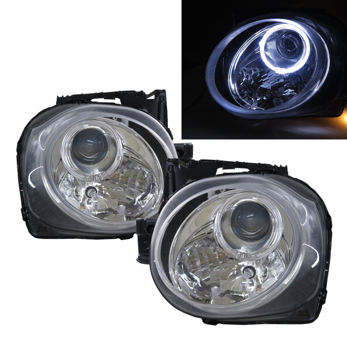 CrazyTheGod Juke F15 First generation 2015-2017 CUV 5D Guide LED Angel-Eye Projector Headlight Headlamp Chrome for NISSAN LHD