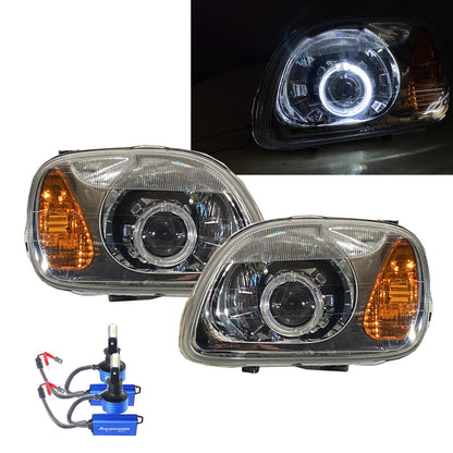 CrazyTheGod March K11 Second generation 2000-2003 Facelift Hatchback 3D/5D Guide LED Angel-Eye Projector Headlight Headlamp Chrome EU for NISSAN RHD