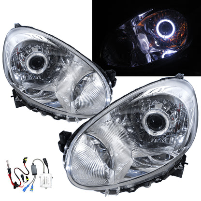 CrazyTheGod Micra/March K13 Fourth generation 2010-2013 Pre-Facelift Hatchback 5D Guide LED Angel-Eye Projector HID Headlight Headlamp W/ Motor Chrome for NISSAN LHD