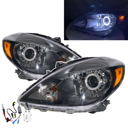 CrazyTheGod Latio N17 ไฟหน้า LED Angel-Eye Projector HID Sedan 4D Guide รุ่นแรก ปี 2011-2014 สีดำ V2 สำหรับ NISSAN LHD