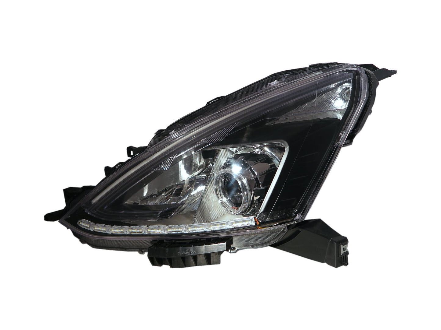 CrazyTheGod Grand Livina L11 ไฟหน้าแบบ LED Halo LED Bar สำหรับ MPV 5D Guide เจเนอเรชั่นที่ 2 ปี 2013-ปัจจุบัน พร้อมมอเตอร์ สีดำ สำหรับ NISSAN LHD