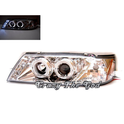 CrazyTheGod Lucino B14 1995-1998 Coupe 2D Angel-Eye Projector Headlight Headlamp Chrome for NISSAN RHD