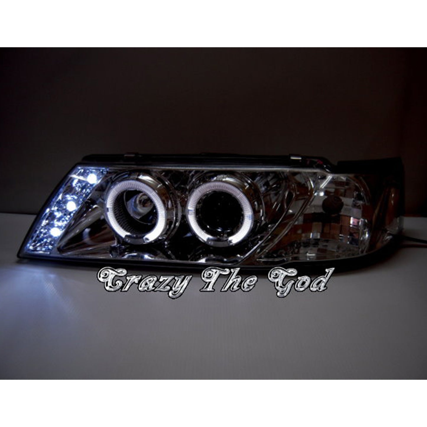 CrazyTheGod Lucino B14 1995-1998 Coupe 2D Angel-Eye Projector Headlights Chrome for NISSAN LHD