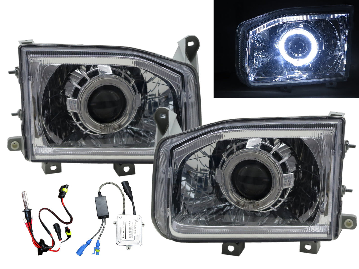 CrazyTheGod PATHFINDER R50 Second generation 2000-2004 SUV 5D Guide LED Angel-Eye Projector HID Headlight Headlamp Chrome for NISSAN LHD