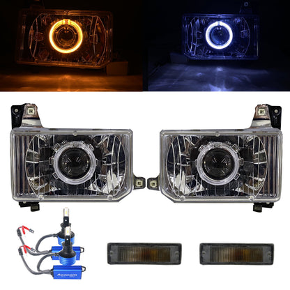 CrazyTheGod Big M First generation 1988-1995 SUV 2D/4D Dual LED Headlight Headlamp Chrome EU V4 for NISSAN LHD