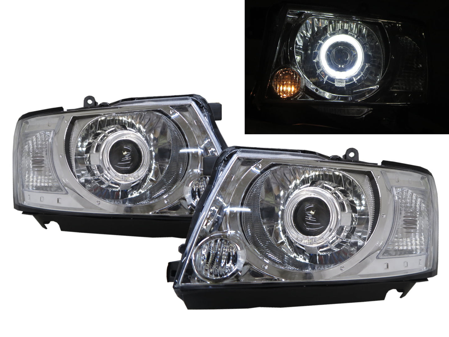 CrazyTheGod Patrol GU4 Y61 Fifth generation 2004-present SUV 5D Guide LED Angel-Eye Projector Headlight Headlamp Chrome for NISSAN RHD