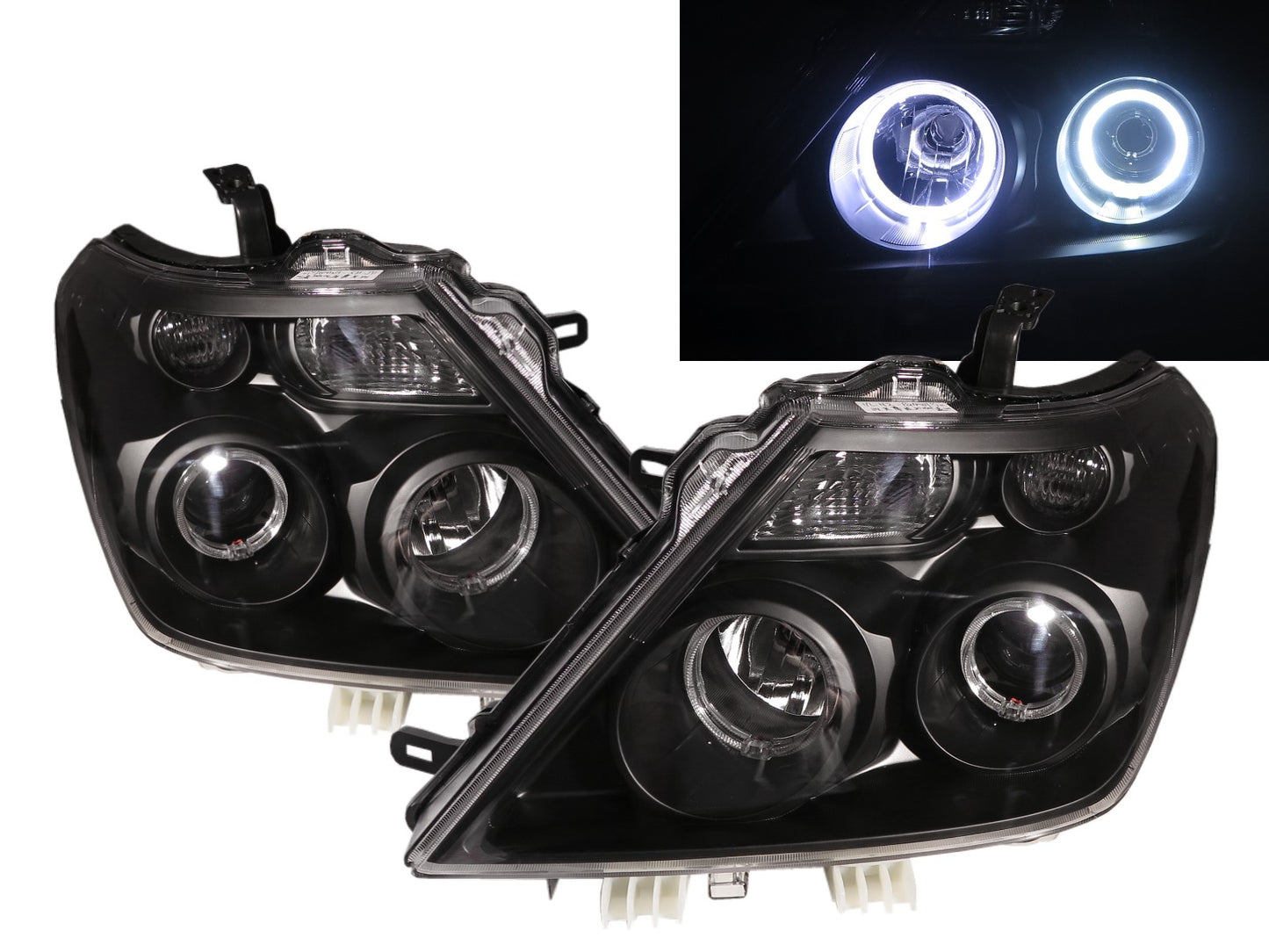 CrazyTheGod Patrol Y62 Sixth generation 2010-2014 Pre-Facelift Wagon SUV 5D LED Angel-Eye Projector Headlight Headlamp Black for NISSAN LHD