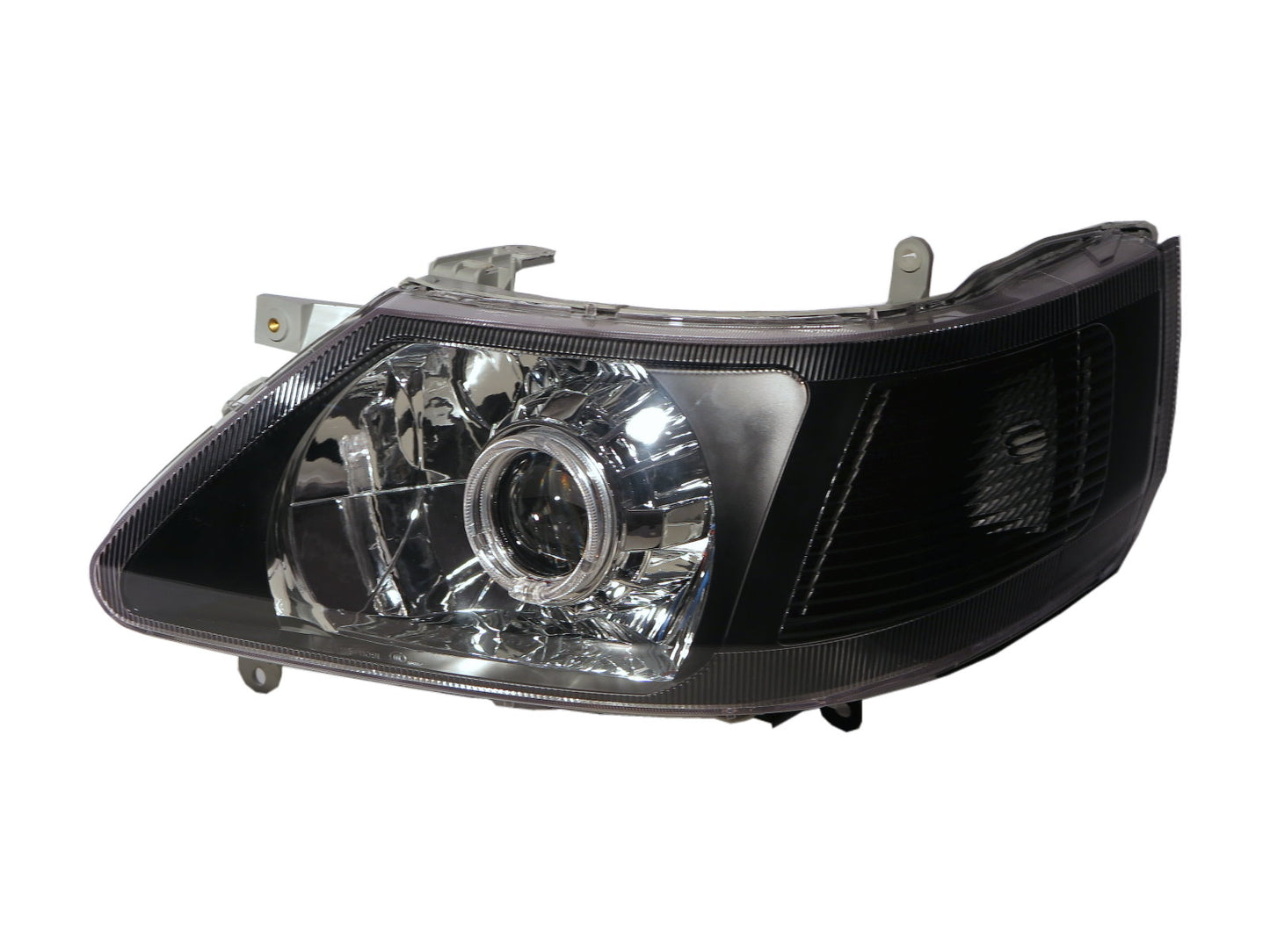 CrazyTheGod SERENA/QRV C24 1999-2012 MPV 5D Guide ไฟหน้าโปรเจคเตอร์ LED Angel-Eye สีดำ สำหรับ NISSAN RHD