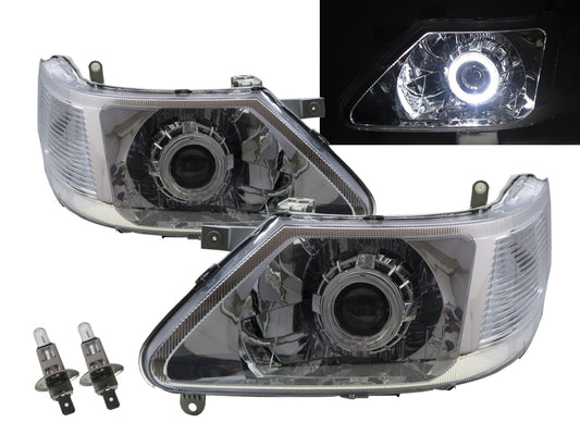 CrazyTheGod SERENA/QRV C24 1999-2012 MPV 5D Guide LED Angel-Eye Projector Headlight Headlamp Chrome for NISSAN LHD