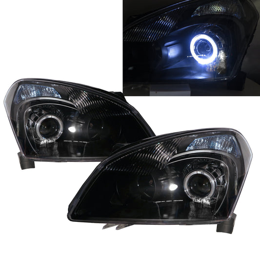 CrazyTheGod Qashqai/Qashqai+2 J10 First generation 2006-2009 PRE-FACELIFT SUV 5D Guide LED Halo Projector Headlight Headlamp Black for NISSAN RHD