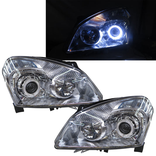 CrazyTheGod Qashqai/Qashqai+2 J10 First generation 2006-2009 SUV 5D Guide LED Angel-Eye Projector Headlight Headlamp Chrome for NISSAN RHD