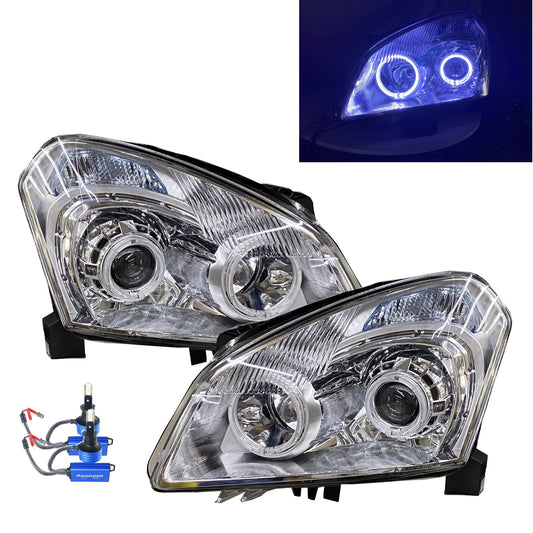 CrazyTheGod Qashqai/Qashqai+2 J10 Thế hệ đầu tiên 2006-2009 SUV tiền nâng cấp Đèn pha LED kép 5D Chrome cho NISSAN LHD