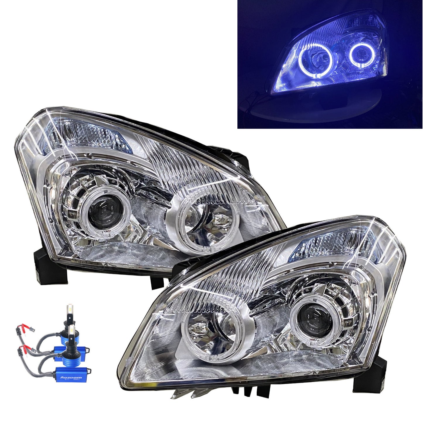 CrazyTheGod Dualis J10 First generation 2006-2009 Pre-Facelift SUV 5D Dual LED Headlight Headlamp Chrome for NISSAN RHD