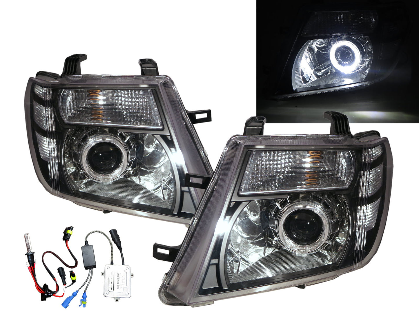 CrazyTheGod PATHFINDER R51 Third generation 2009-2013 Facelift SUV 5D Guide LED Angel-Eye Projector HID Headlight Headlamp Black for NISSAN LHD