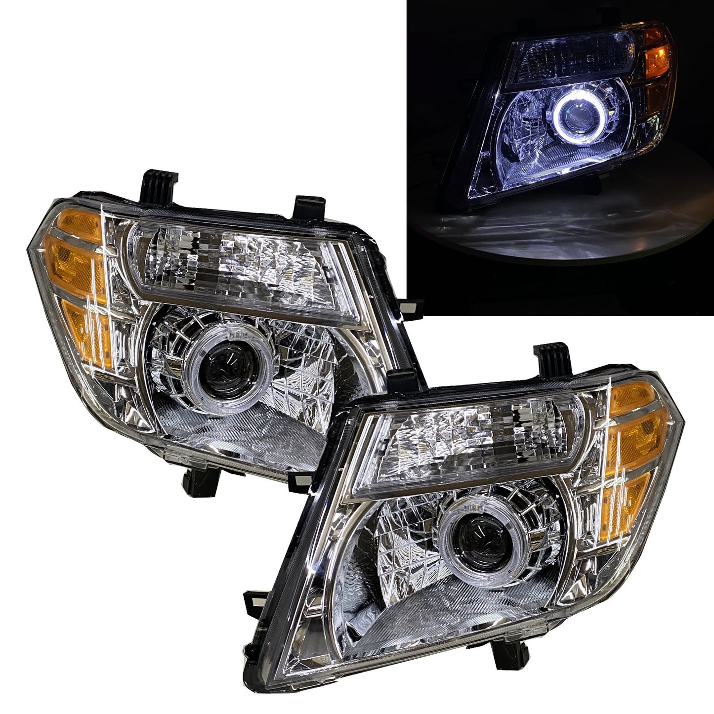 CrazyTheGod PATHFINDER R51 Third generation 2009-2013 Facelift SUV 5D Guide LED Angel-Eye Projector Headlight Headlamp Chrome US for NISSAN LHD
