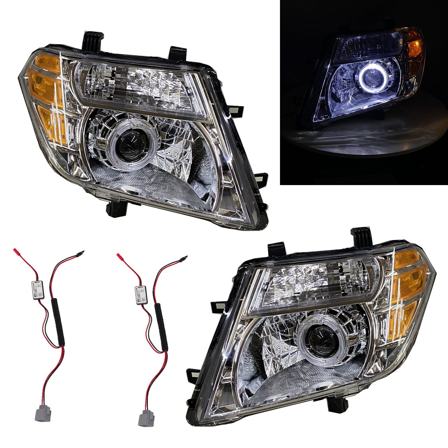 CrazyTheGod PATHFINDER R51 Third generation 2009-2013 Facelift SUV 5D Guide LED Angel-Eye Projector Headlight Headlamp W/O Motor Chrome EU for NISSAN LHD