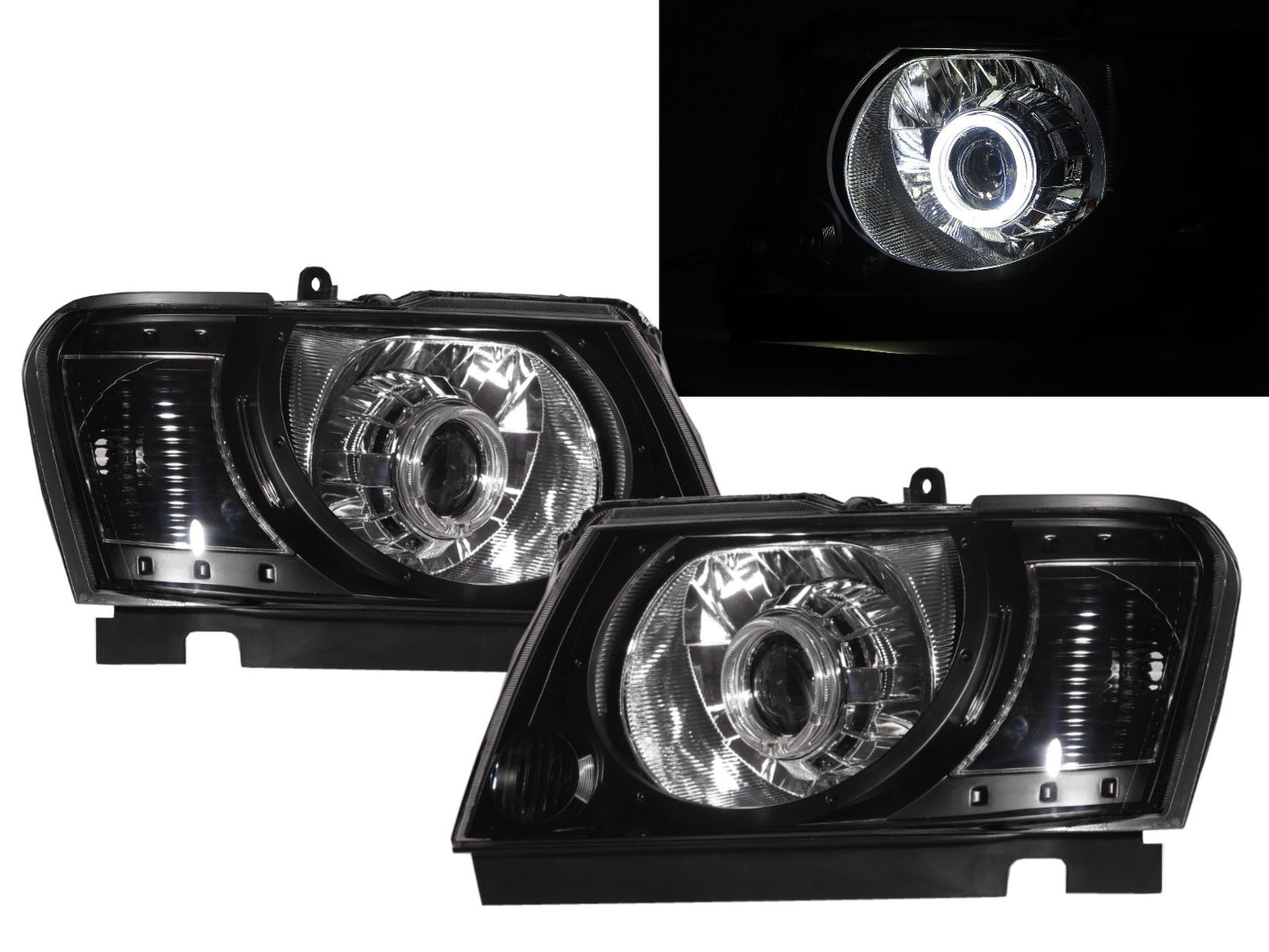 CrazyTheGod Patrol Safari Y61 Fifth generation 2004-present SUV 5D Guide LED Angel-Eye Projector Headlight Headlamp Black for NISSAN RHD