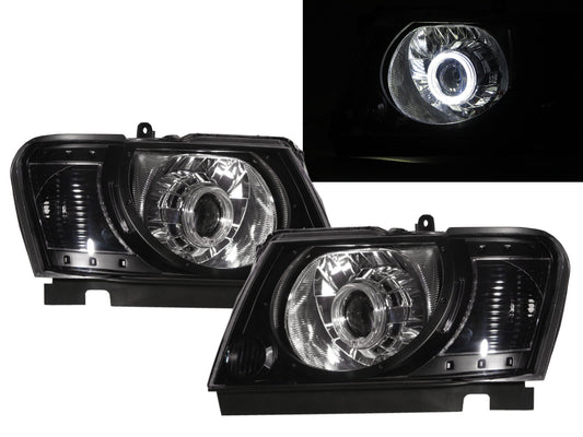 CrazyTheGod Patrol Safari Y61 Fifth generation 2004-present SUV 5D Guide LED Angel-Eye Projector Headlight Headlamp Black for NISSAN LHD