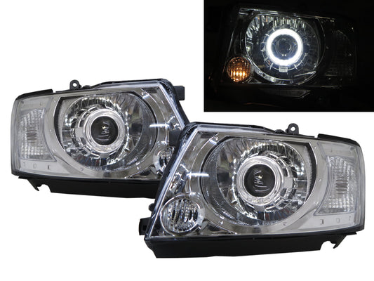 CrazyTheGod Patrol Safari Y61 Fifth generation 2004-present SUV 5D Guide LED Angel-Eye Projector Headlight Headlamp Chrome for NISSAN LHD