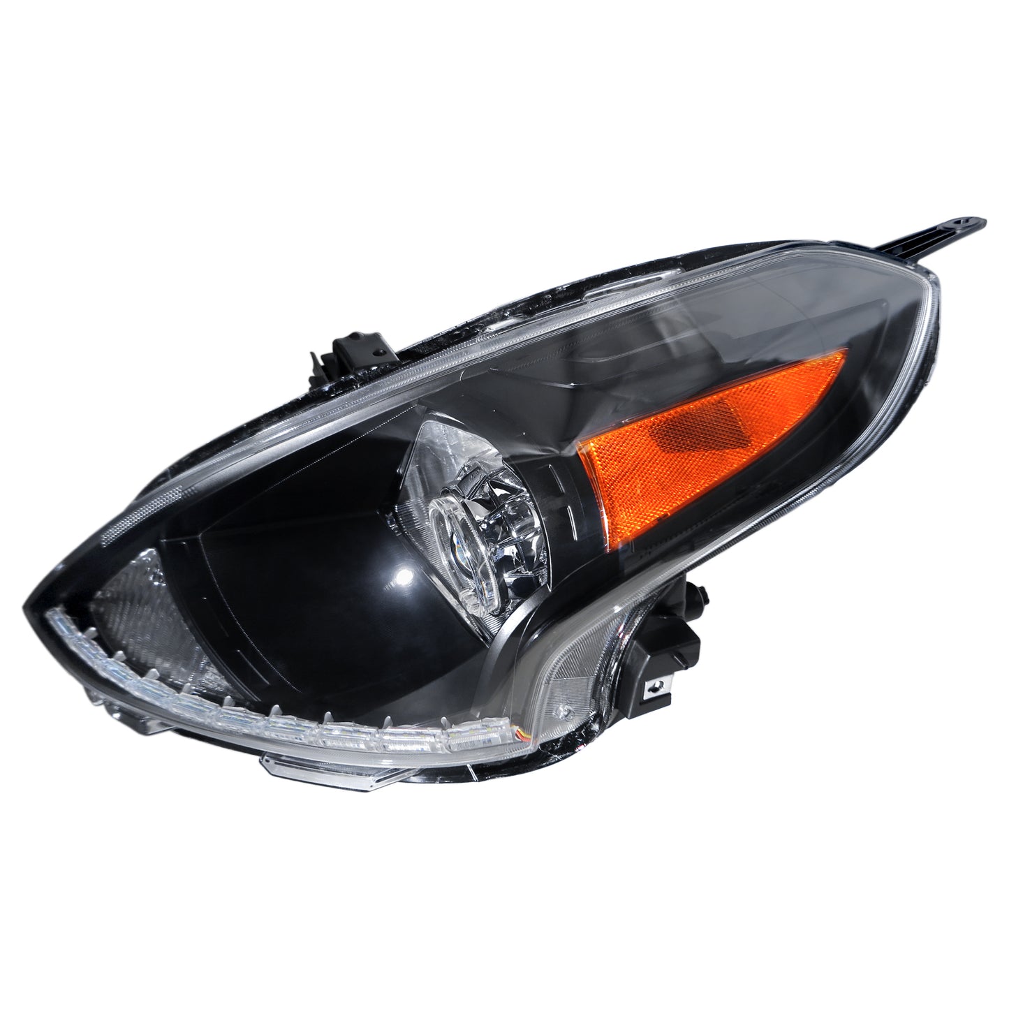 CrazyTheGod Sunny N17 2014-2019 Facelift Sedan 4D Guide LED Halo LED Bar Headlight Headlamp W/O Motor Black V2 for NISSAN LHD