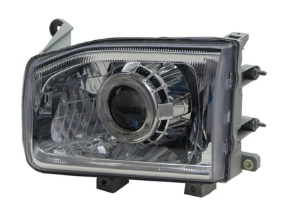 CrazyTheGod TERRANO R50 ไฟหน้าโปรเจคเตอร์ LED Angel-Eye HID รุ่นที่สองสำหรับรถ SUV ปี 1999-2004 โครเมียม สำหรับ NISSAN RHD