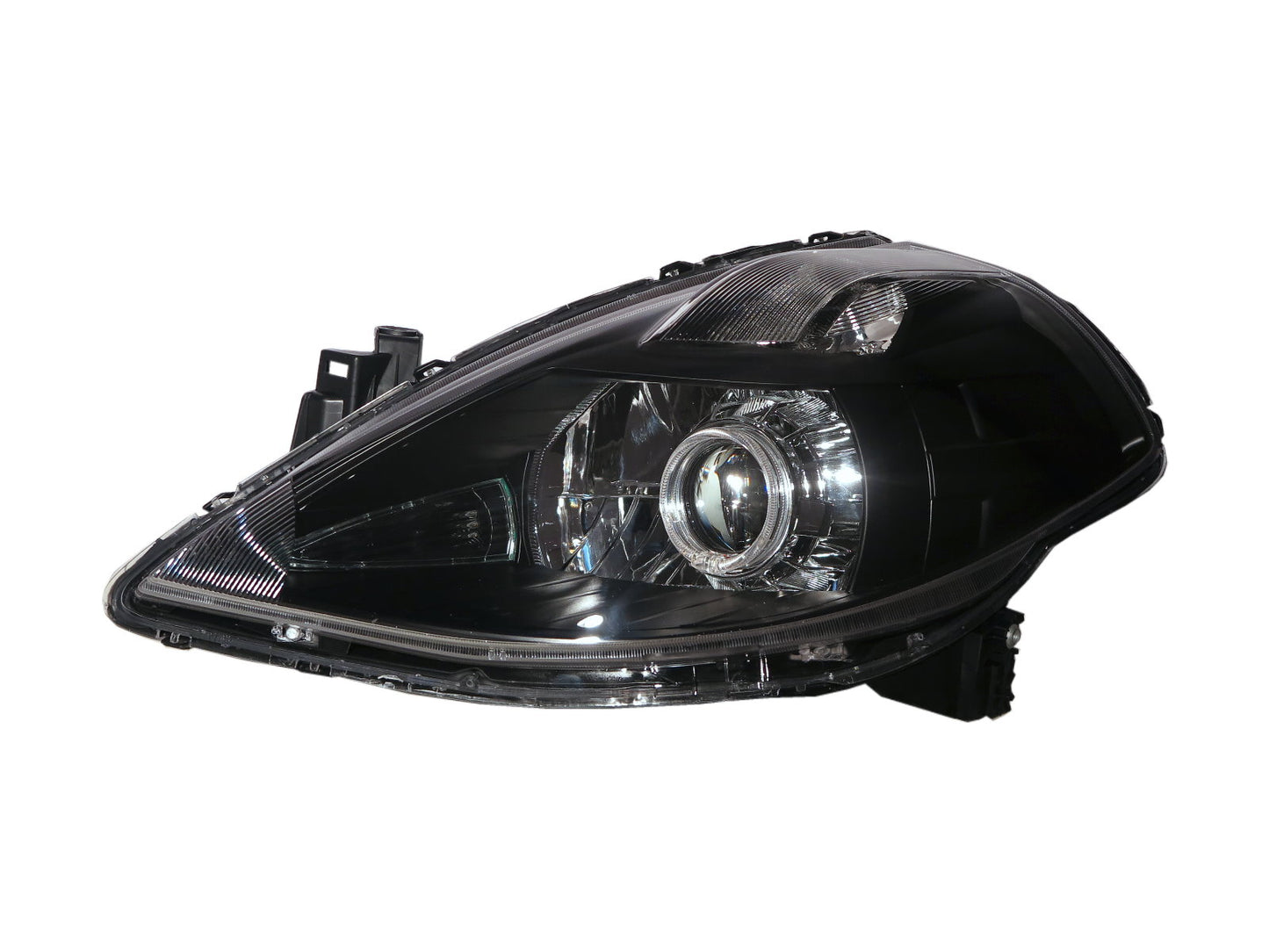 CrazyTheGod TIIDA C11 ไฟหน้า LED Angel-Eye Projector สำหรับ Nissan LHD รุ่นปี 2008-2012 รุ่น Sedan/Hatchback พร้อมมอเตอร์ สีดำ