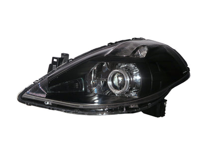 CrazyTheGod TIIDA C11 ไฟหน้า LED Angel-Eye Projector สำหรับ Nissan RHD รุ่นปี 2008-2012 รุ่น Sedan/Hatchback 4D/5D Guide พร้อมมอเตอร์ สีดำ