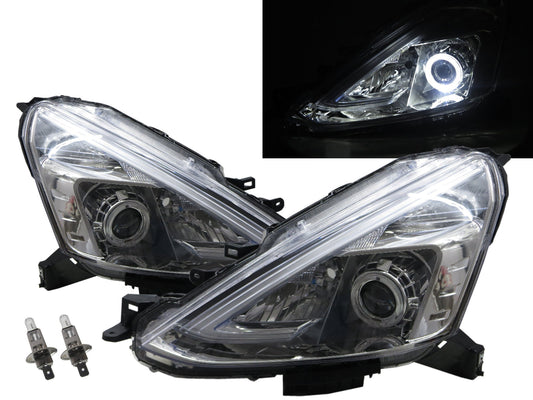 CrazyTheGod Livina X-Gear L11 Second generation 2013-Present MPV 5D Guide LED Angel-Eye Projector Headlight Headlamp W/ Motor Chrome for NISSAN RHD