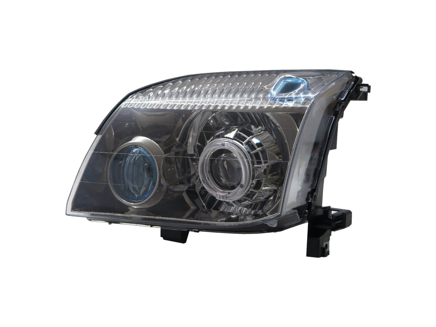 CrazyTheGod X-Trail T30 Thế hệ đầu tiên 2001-2007 SUV 5D Guide LED Angel-Eye Projector Headlight Đèn pha khói V2 cho NISSAN RHD