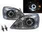 CrazyTheGod X-Trail T30 Thế hệ đầu tiên 2003-2006 SUV 5D Guide LED Angel-Eye Projector Headlight Đèn pha mạ crôm Đài Loan cho NISSAN LHD