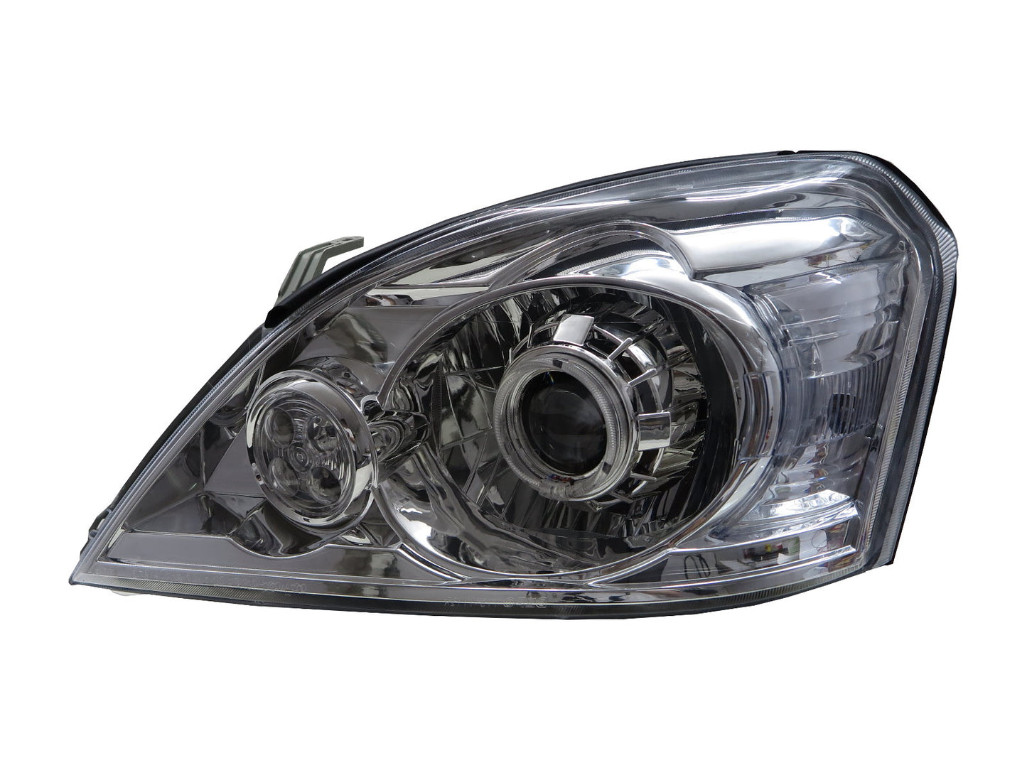 CrazyTheGod X-Trail T30 Thế hệ đầu tiên 2003-2006 SUV 5D Guide LED Angel-Eye Projector Headlight Đèn pha mạ crôm Đài Loan cho NISSAN RHD