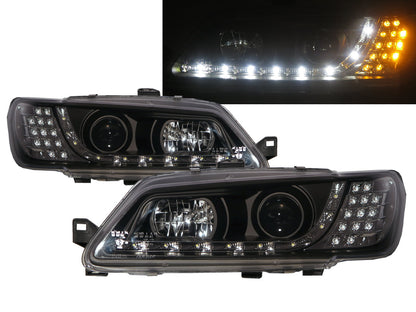 CrazyTheGod 306 First generation 1993-1997 Sedan/Wagon/Convertible 2D/4D/5D Projector LED R8Look Headlight Headlamp Black for PEUGEOT LHD