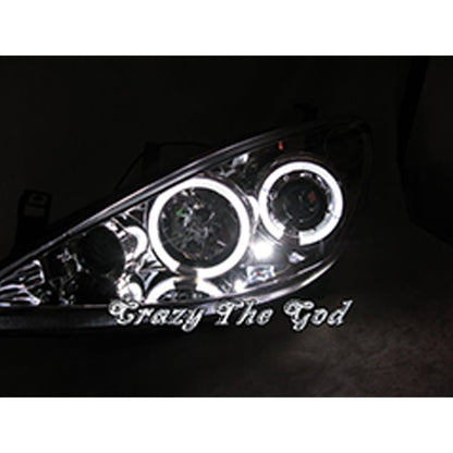 ไฟหน้าโปรเจคเตอร์ LED Halo แบบ 2D/3D/5D ของ CrazyTheGod 307 ปี 2001-2006 สำหรับ PEUGEOT LHD