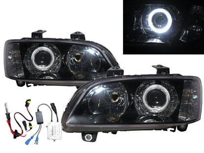 CrazyTheGod G8 2008-2009 Pre-Facelift Sedan 4D Guide LED Angel-Eye Projector HID Headlight Headlamp Black for PONTIAC LHD