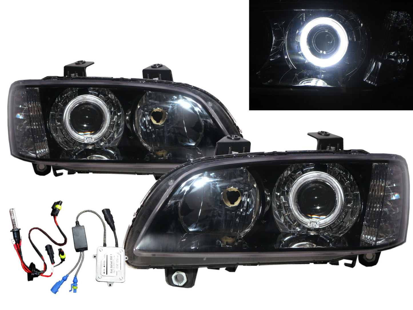 CrazyTheGod G8 2008-2009 Pre-Facelift Sedan 4D Guide LED Angel-Eye Projector HID Headlight Headlamp Black for PONTIAC RHD