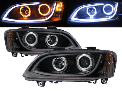 CrazyTheGod G8 2008-2009 Pre-Facelift SUV 5D Guide LED Angel-Eye Projector Headlight Headlamp Black for PONTIAC LHD