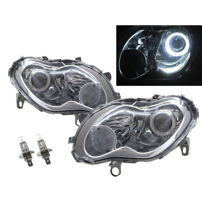 CrazyTheGod fortwo First generation 2004-2006 Facelift Hatchback 3D Guide LED Angel-Eye Projector Headlight Headlamp W/ Motor Chrome for Smart LHD