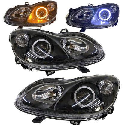 CrazyTheGod fortwo Second generation 2007-2014 Hatchback 3D Guide LED Angel-Eye Headlight Headlamp Black for Smart LHD