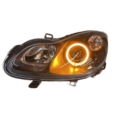 CrazyTheGod fortwo Second generation 2007-2014 Hatchback 3D Guide LED Angel-Eye Headlight Headlamp Black for Smart RHD