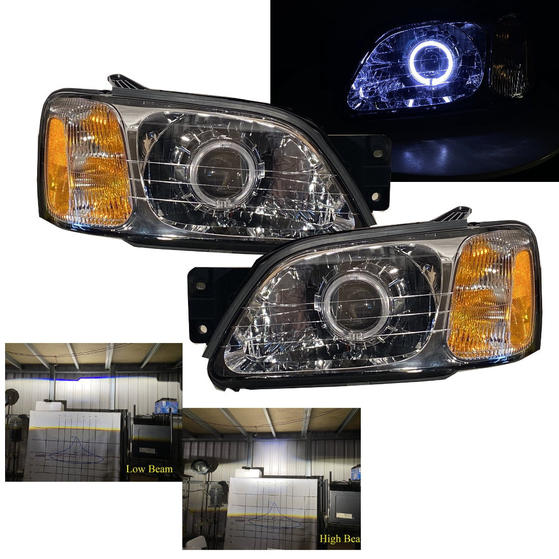 CrazyTheGod LEGACY 2000-2004 LED Headlight Headlamp 3Pin V2 Chrome for SUBARU LHD