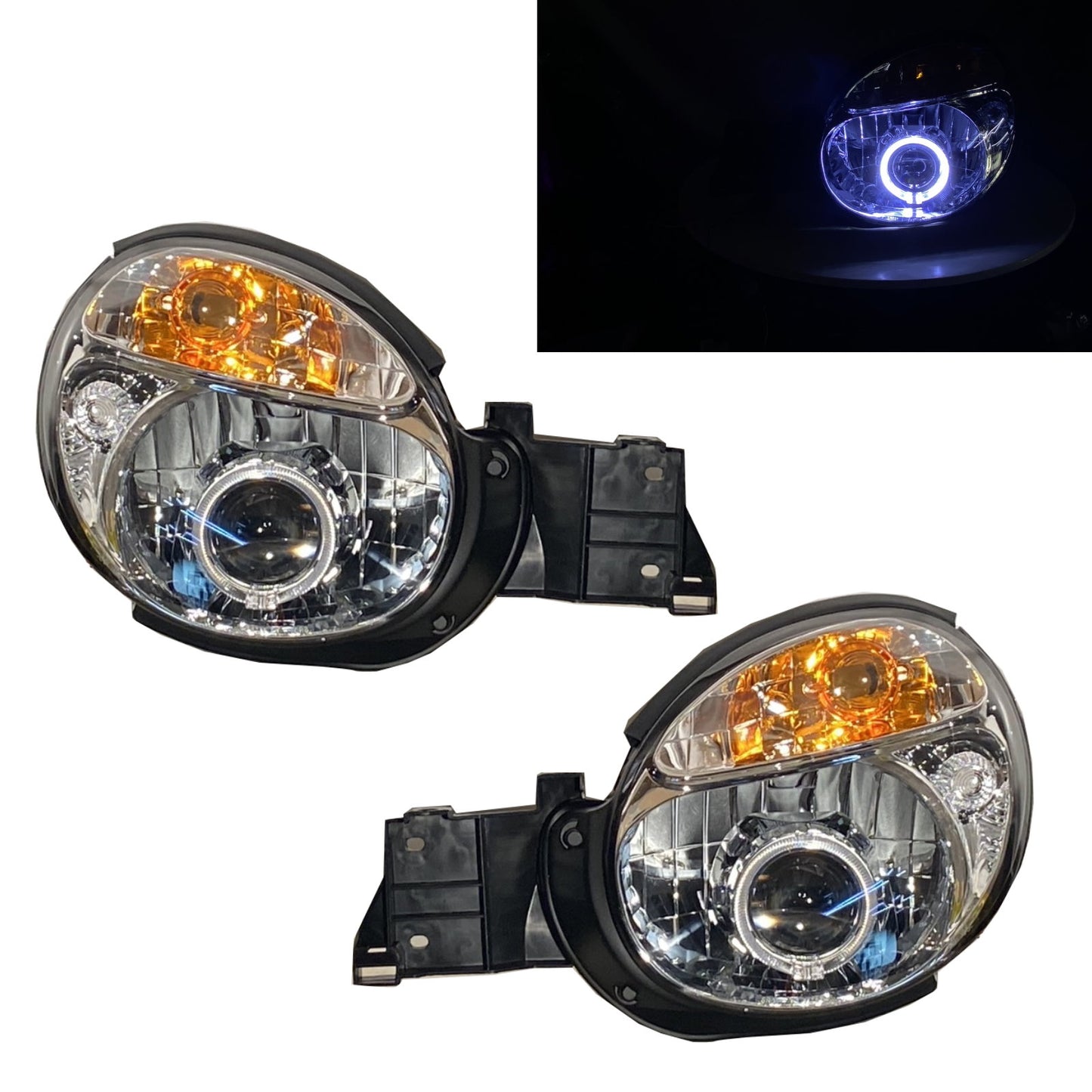 CrazyTheGod IMPREZA WRX GD GG Second generation 2001-2003 Wagon/Sedan 4D/5D Guide LED Angel-Eye Projector Headlight Headlamp Chrome EU for SUBARU LHD