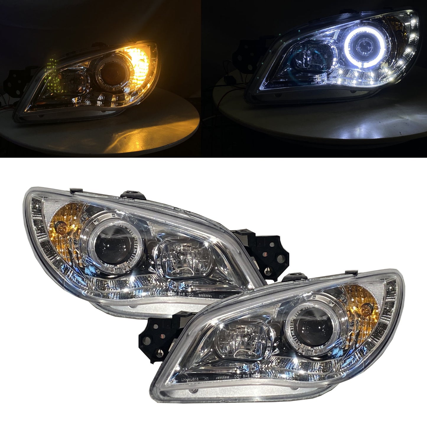 For Subaru IMPREZA GD GG 2006-2007 FACELIFT Guide LED Halo Headlight Chrome LHD