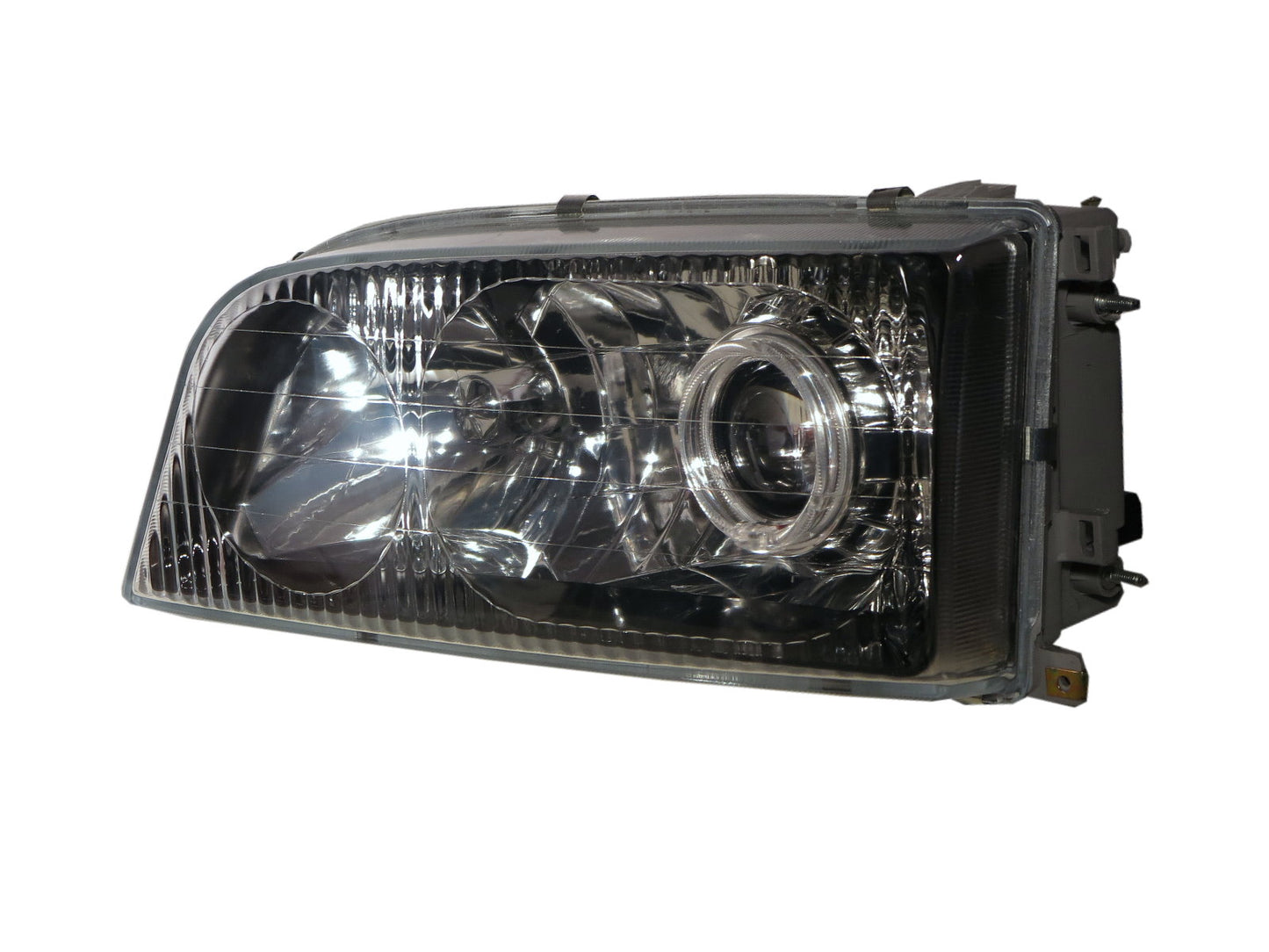 CrazyTheGod Istana 1995-2004 Minibus/VAN 4D Guide LED Angel-Eye Projector Headlight Headlamp Black for SsangYong LHD