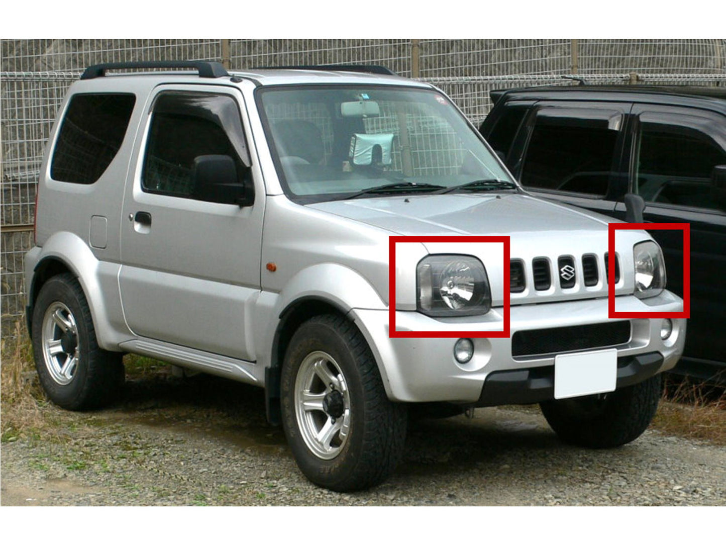 CrazyTheGod Jimny Wide Sierra JB23/JB33/JB43/JB53 ไฟหน้าแบบโปรเจคเตอร์ 2D LED R8Look สำหรับ SUV รุ่นที่ 3 ปี 1998-2018 สีดำสำหรับ SUZUKI LHD