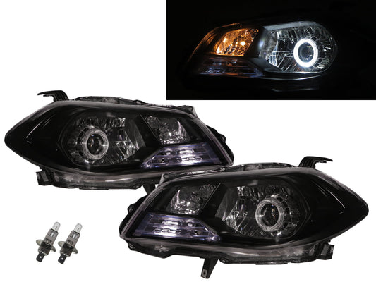 CrazyTheGod SX4 S-CROSS Second generation 2013-2016 PRE-FACELIFT Wagon 5D Guide LED Angel-Eye Projector Headlight Headlamp Black V2 for SUZUKI RHD