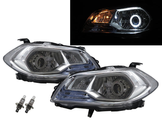 CrazyTheGod SX4 S-CROSS Second generation 2013-2016 PRE-FACELIFT Wagon 5D Guide LED Angel-Eye Projector Headlight Headlamp Chrome V2 for SUZUKI RHD