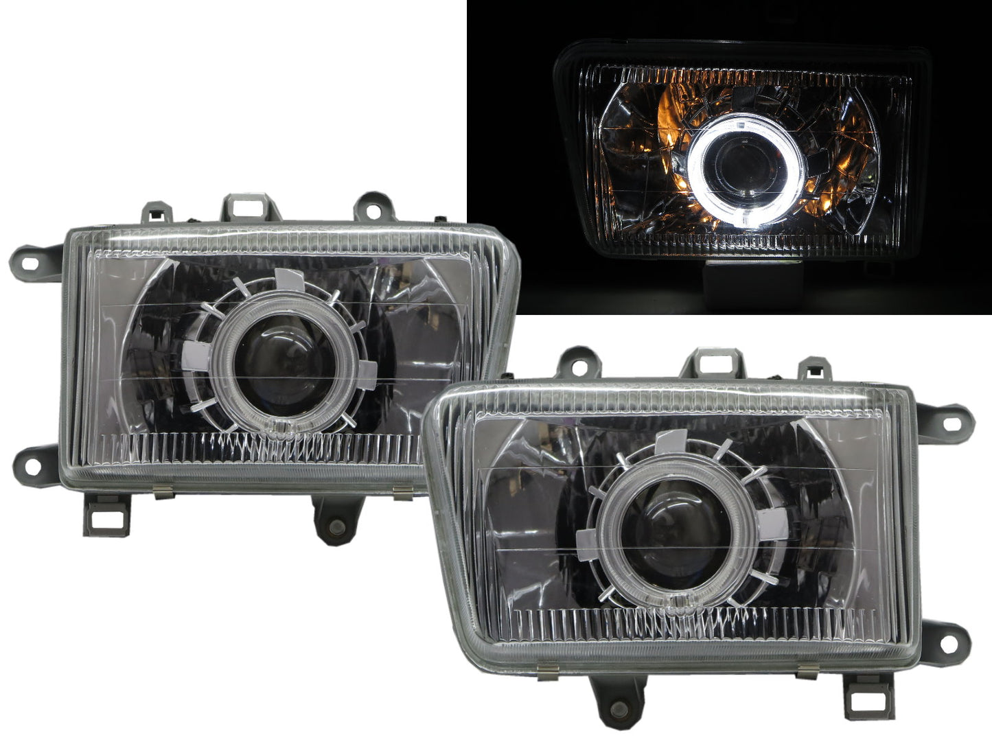 CrazyTheGod 4Runner N120 N130 Second generation 1992-1995 Wagon 3D/5D Guide LED Angel-Eye Projector Headlight Headlamp Chrome for TOYOTA RHD